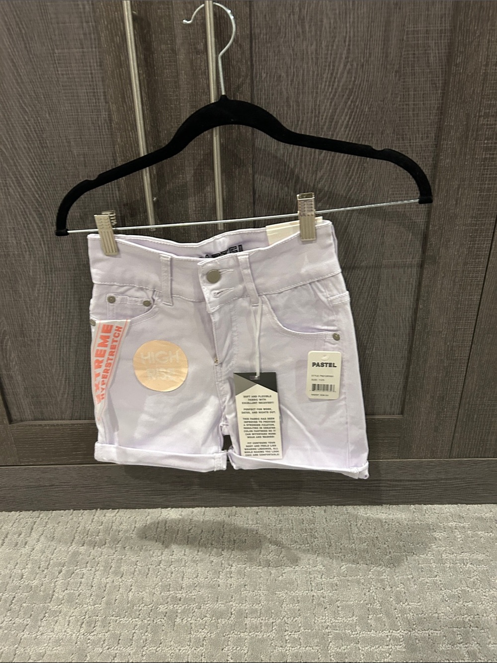 Pastels Light Lilac Stretch Denim Jean Shorts